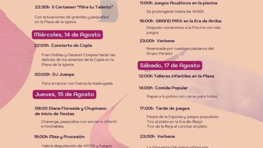 Fiestas patronales de agosto 2024