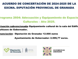 La sala del Edificio Multiusos de Gobernador se ha equipado gracias a un Programa de Concertación de la Excma. Diputación de Granada